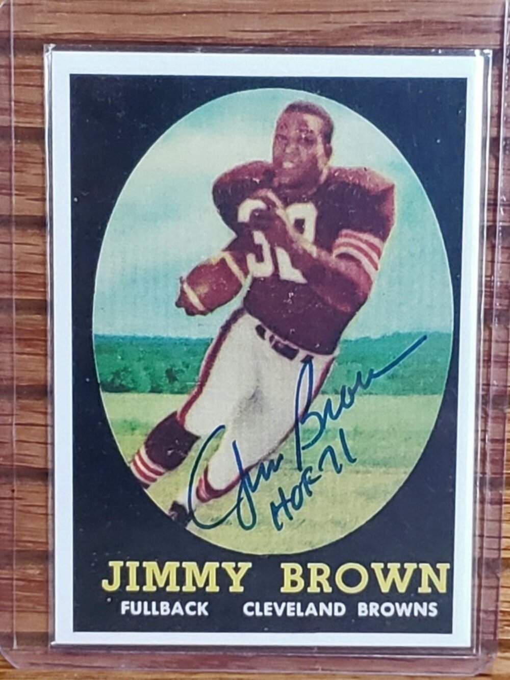 TOPPS 1958 JIM BROWN CLEVELAND BROWNS ROOKIE CARD #62 AUTO HOF '71 RP